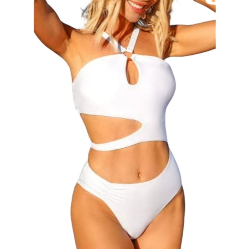 Halter O-Ring Cutout One-Piece Swimsuit